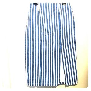 Vintage denim stripe print maxi skirt Sz XL